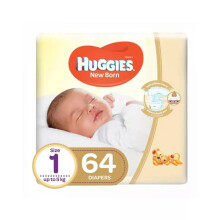 Huggies Extra Care Newborn, Size 1, Up to 5 kg, Jumbo Pack, 64 Diapers