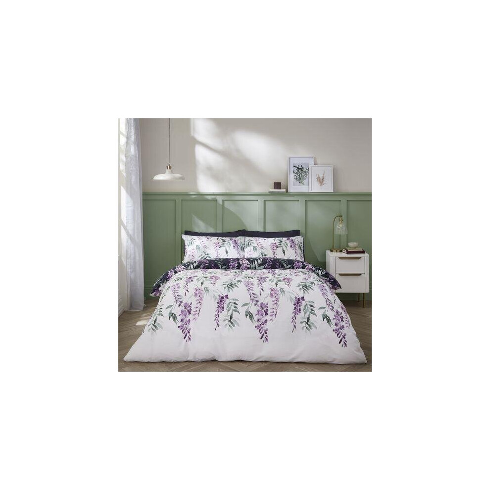 Cat Navy Catherine Lansfield Wisteria Floral Duvet Set - Image 4