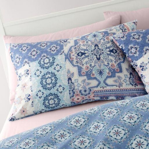 Catherine Lansfield (King) Catherine Lansfield Boho Patchwork Reversible Duvet Cover Set Bedding Blue 2