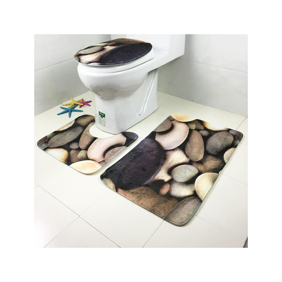 3 Piece Anti-slip Toilet Seat Carpet Mats Bathroom Stone Toilet Cover Stool Mat