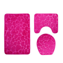 3pcs 3D Bathroom Mats Toilet Decor Bath Mat Solid Flower Anti-Skid Carpet Water Absorbent Foot Rugs