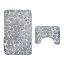 (Type A) 2pcs Flannel Toilet Lid Bath Rugs Soft Floor Home Anti Slip Liner Memory Foam Durable Cover Shower Carpets Bathroom Mat Set