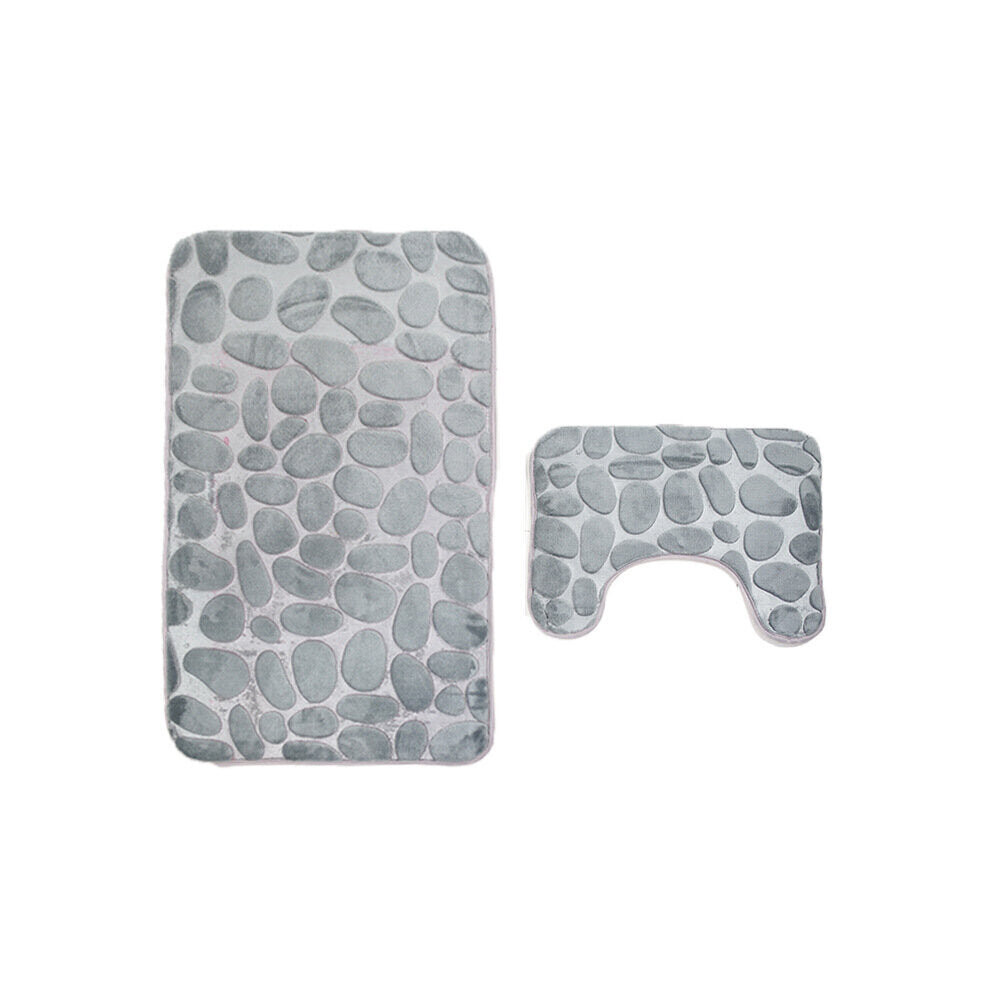 (Type A) 2pcs Flannel Toilet Lid Bath Rugs Soft Floor Home Anti Slip Liner Memory Foam Durable Cover Shower Carpets Bathroom Mat Set