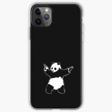 Banksy Panda Gun Graffiti Phone Case - Black & White Grunge Art, Luxury Liquid Silicone for iPhone & Samsung