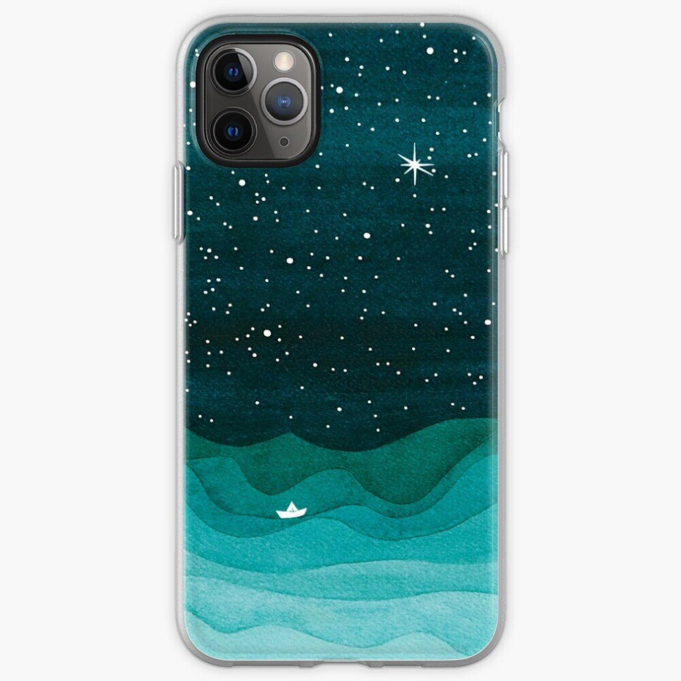 Phone Case Starry Ocean, Teal Sailboat Watercolor Sea Waves Night For Iphone Samsung 14 13 12 11 Plus Pro Max Galaxy S23 S22 Ultra Note 20 10 Blue 8671829747784