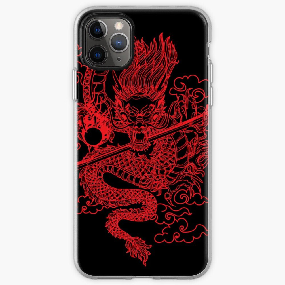 Phone Case Red Chinese Dragon with Black for iPhone Samsung 14 13 12 11 Plus Pro Max Galaxy S23 S22 Ultra Note 20 10