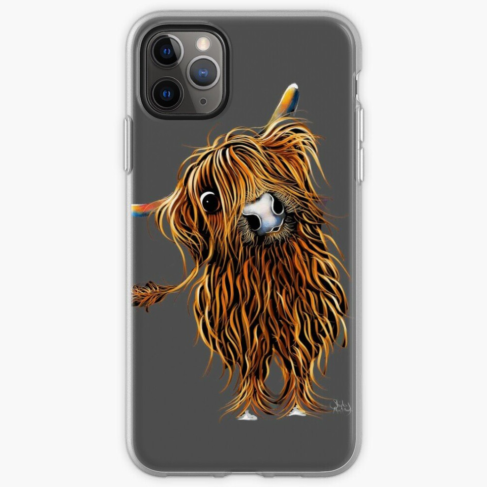 Phone Case Highland Cow Scottish ' Coooweee On ' By Shirley Macarthur For Iphone Samsung 14 13 12 11 Plus Pro Max Galaxy S23 S22 Ultra Note 20 10 Grey 8671829703216