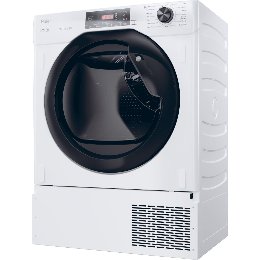 Haier Series 4 HDBIH7A2TBEX Integrated 7Kg Heat Pump Tumble Dryer - White - A++Â Rated