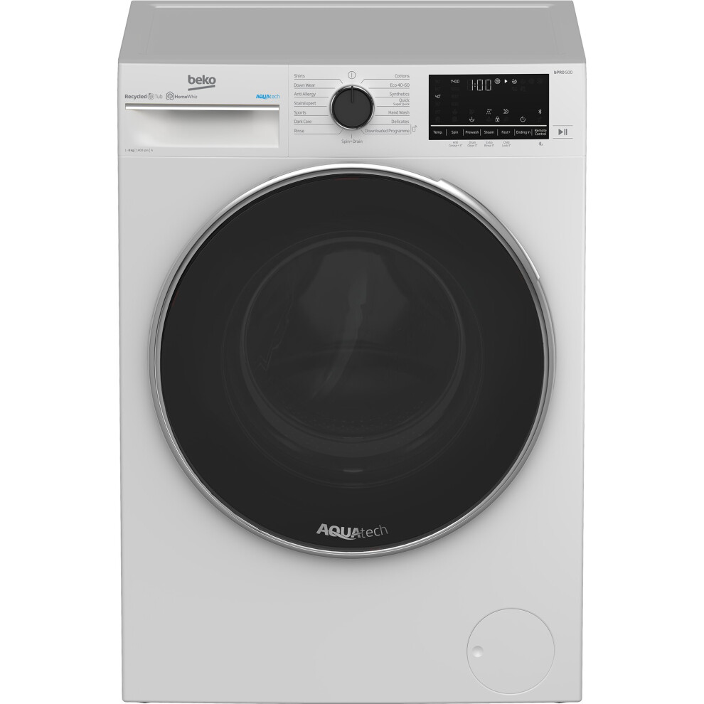 Beko Aquatech RecycledTub B5W5841AW 8kg Washing Machine with 1400 rpm - White - A Rated