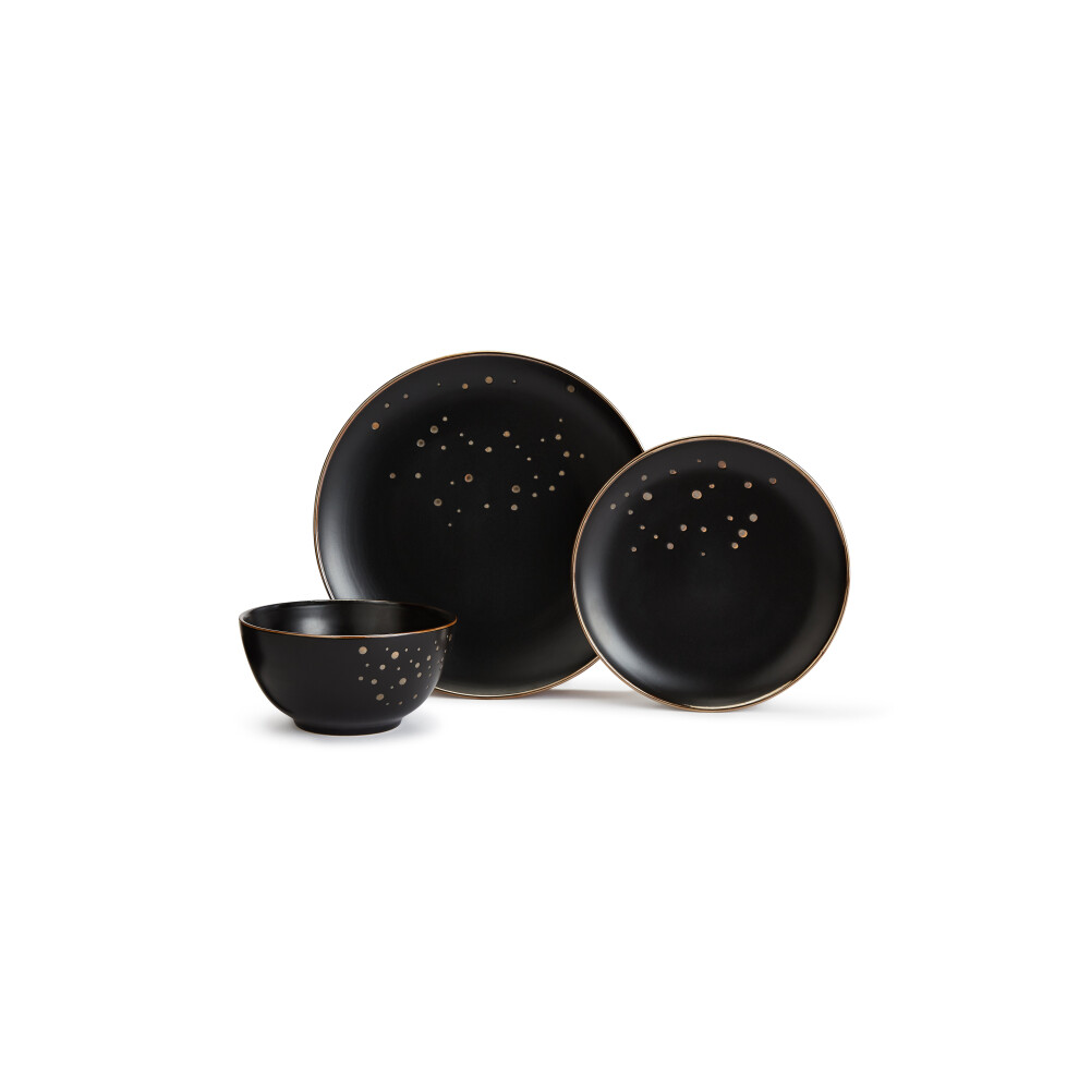 12pc Ebony & Gold Dinner Set
