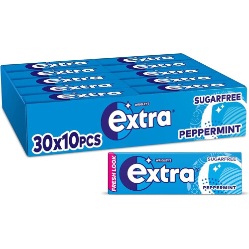 Wrigley's Extra Chewing Gum 30 Packs of 10 Pcs (Peppermint - 30 Pack ...