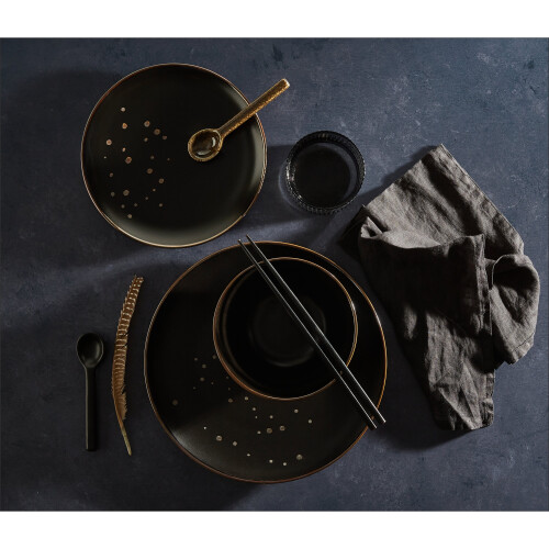12pc Ebony & Gold Dinner Set 1