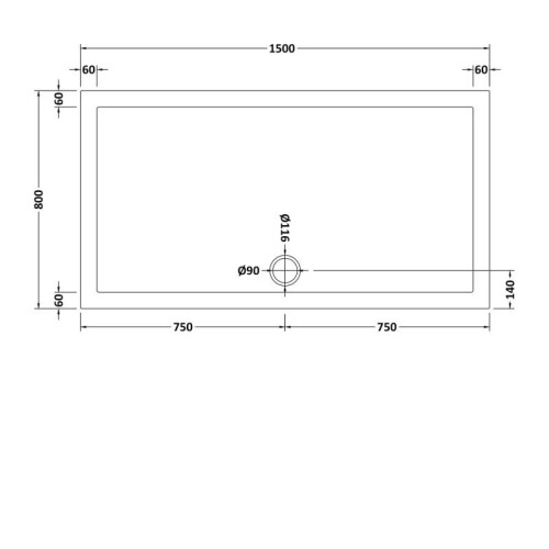 NES Home Slim 1500 x 800 Rectangular Stone Resin Shower Tray For Wetroom Enclosure 2