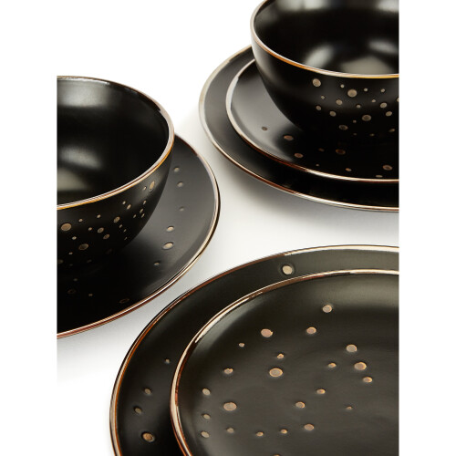 12pc Ebony & Gold Dinner Set 2
