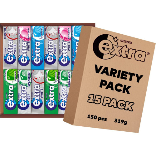 Extra Chewing Gum Variety Pack Bundle Selection 150 Pieces (15 packs