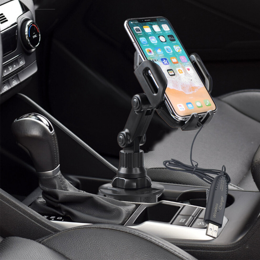 Bakeey Universal Car Mount 360 Adjustable Cup Holder Cradle Wireless Charger For Iphone 12 For Samsung Galaxy Note S20 Ultra Huawei Mate40 Oneplus 8 9100245472141