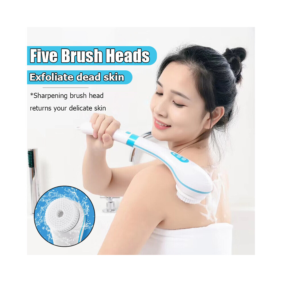 Blue Bakeey Waterproof Electric Massage Bath Brush Bath Brush Multifunctional Long Handled Back Rubbing Bath Face Wash Artifact