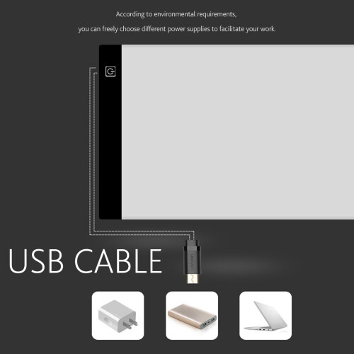 4mm Slim A4 Size USB 3 Gear LED Illuminated Tracing Light Box Copy Drawing Board Pad Table 2