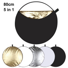 PULUZ PU5112 Réflecteur 5 en 1, disque 80 cm portable et pliable – argent, or, translucide, blanc, noir