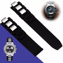 20mm Black Rubber Watch Band for Cartier Chronoscaph Autoscaph 21