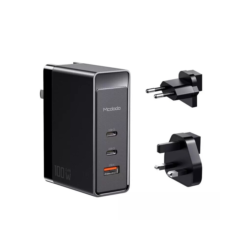 [Gan Tech] Mcdodo 100W 3 Port Usb Pd Charger Dual 100W Usb C Pd & 30W Usb A Pd3.0 Qc3.0 Fcp Scp Fast Charging With Eu Plug Uk Plug Adapter For Iphone 6900076680424