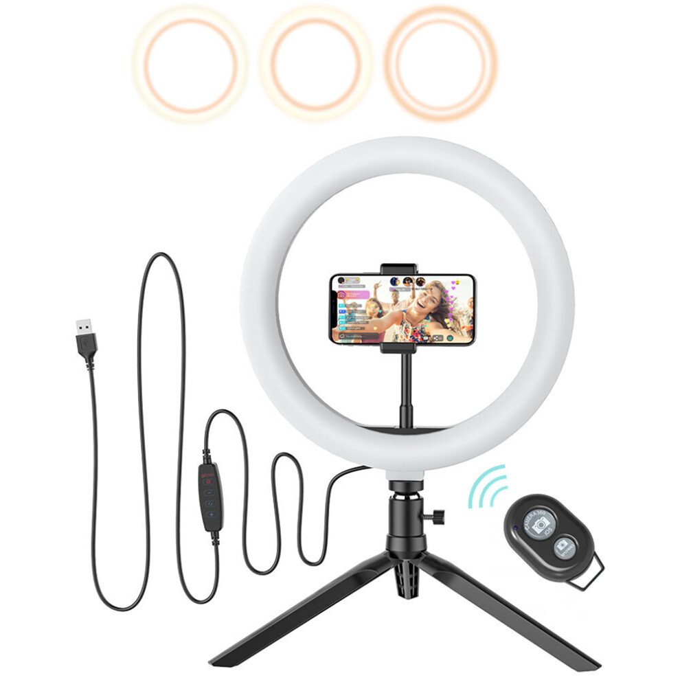 BlitzWolf BW SL3 10 inch LED Ring Light with Tripod Stand & Phone Holder Dimmable Desk Makeup Kit