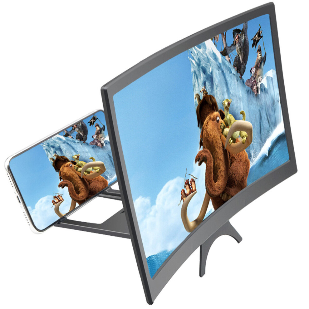 12 Inch Curved 3D Hd Phone Screen Magnifier Movie Video Amplifier For Smart Phones Below 6.5 Inch For Iphone For Samsung Black 6086853186850