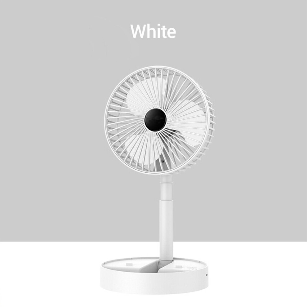 1x White USB Foldable Fan Rechargeable Table Desk Portable Telescopi Floor Fan