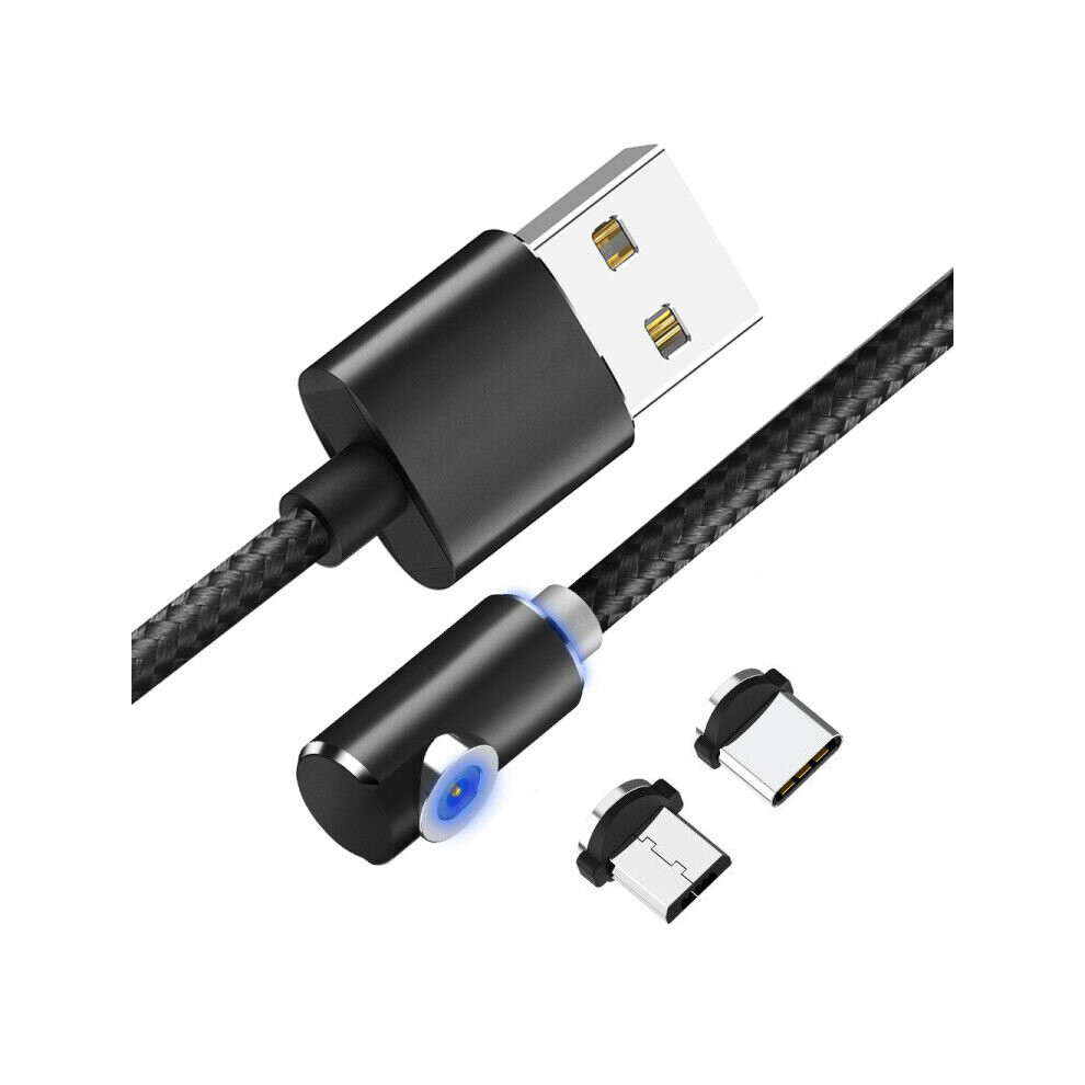 Uslion Led 90 Degree Rotatable Magnetic 2.4A Indicator Nylon 1M Type C Fast Charging Data Cable For Samsung S10+ 9T Note8 Huawei P30pro Light 6900061921549