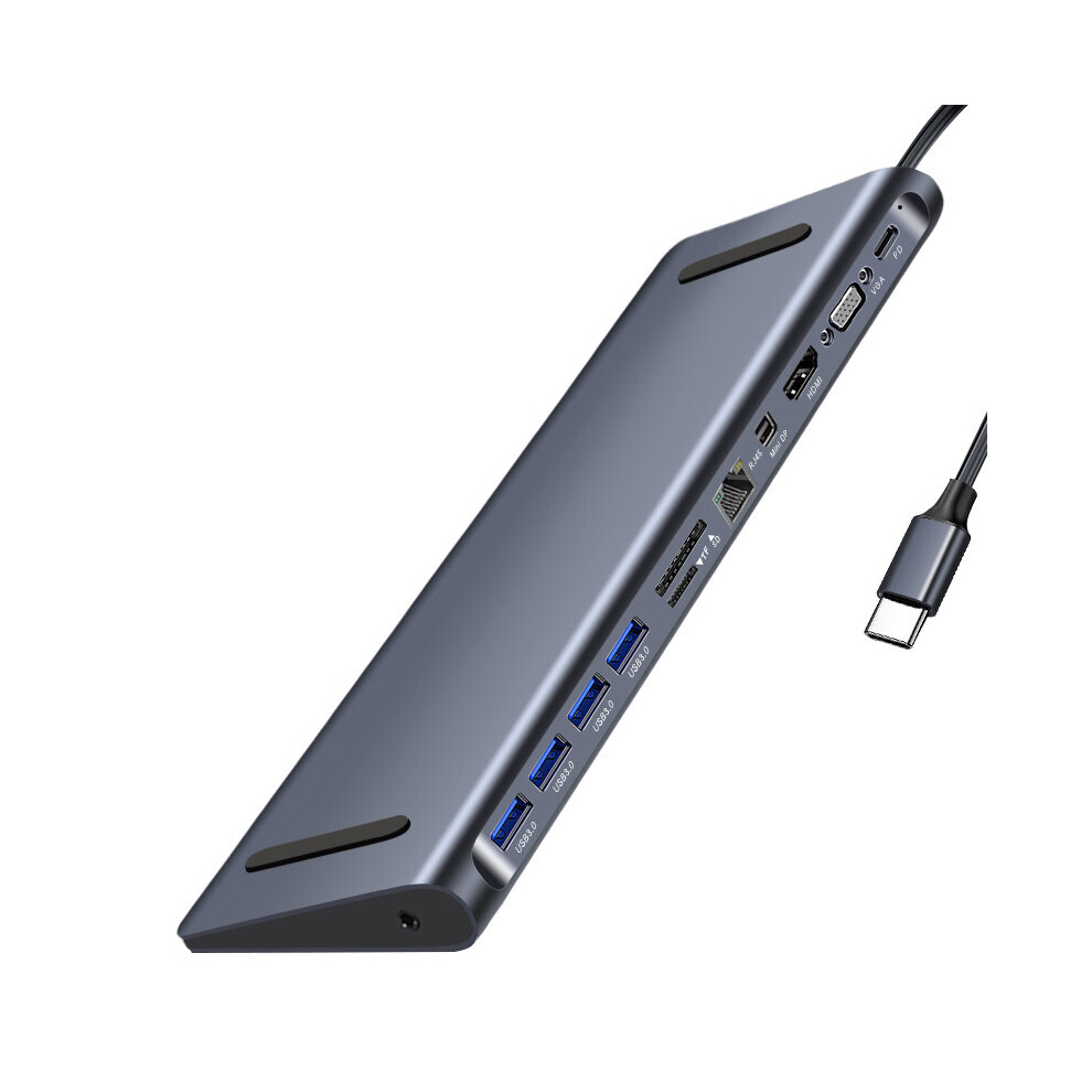 Bakeey 12 In 1 Usb C Type C Hub Docking Station Adapter With 4 * Usb 3.0 60W Usb C Pd3.0 Power Delivery 4K Hd Hdmi Video Output 4K Mini Dp Display Po 6901249813359