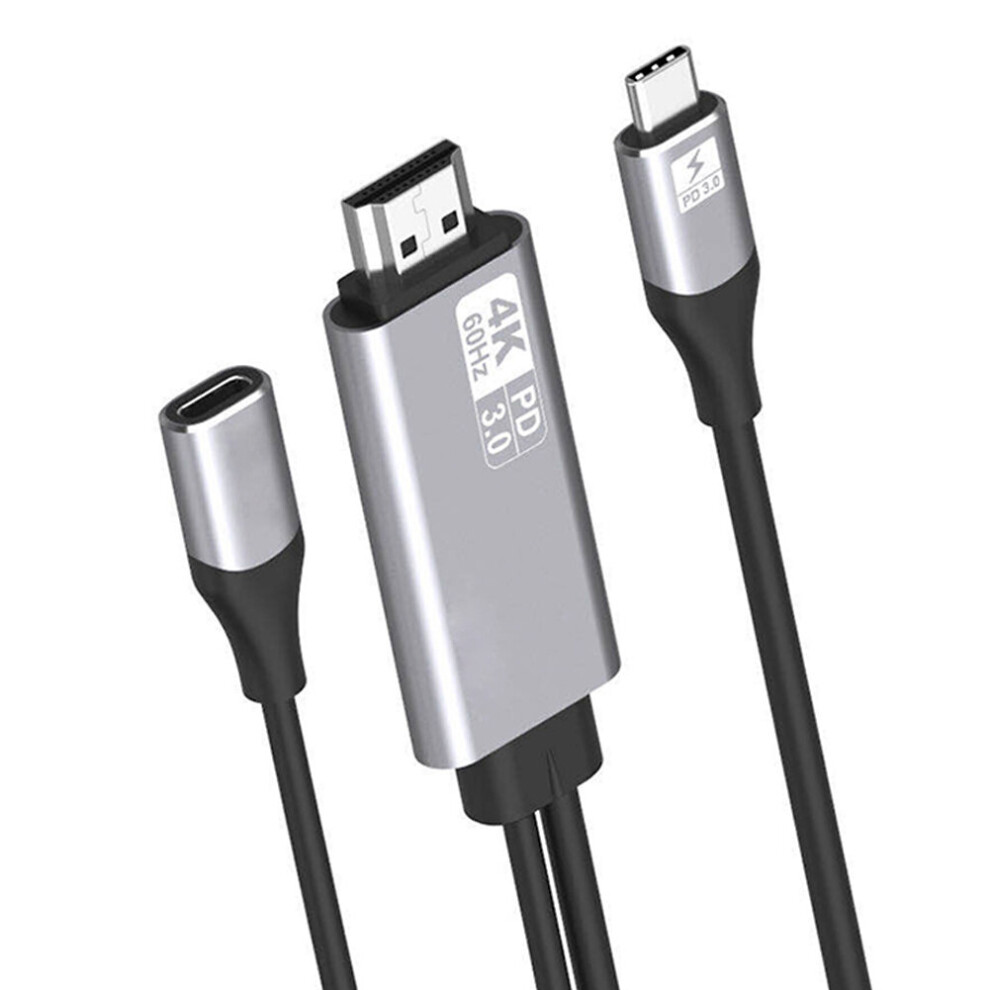 Bakeey Usb C To Hdmi Pd Adapter Converter With 4K 60Hz Hdmi 2.0 Hd Video Output + 85W Pd3.0 Usb C Power Delivery For Smart Phone Tablet Laptop For Ip Grey 818073029329