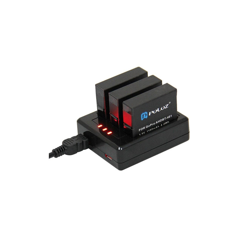 Puluz 3 Channel Battery Charger For Gopro Hero 4 Ahdbt 401 602640188102