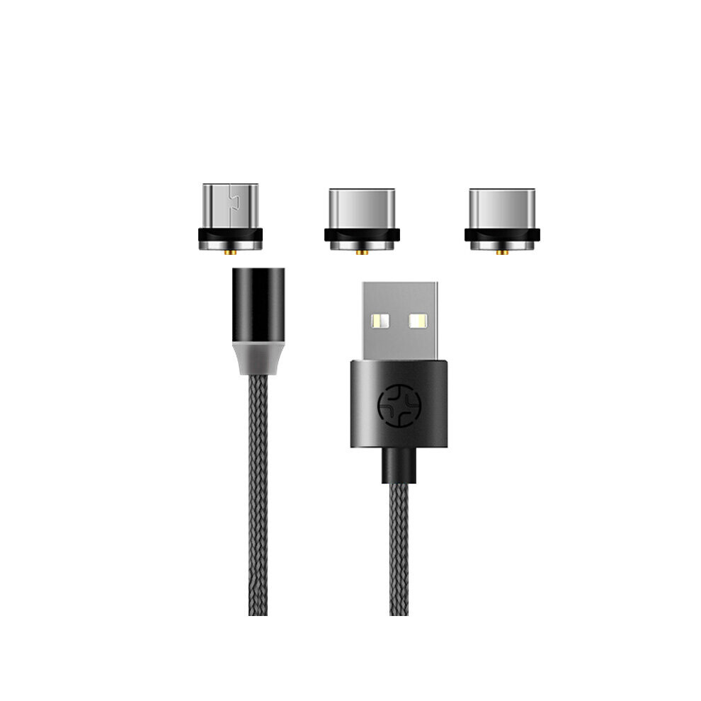Yesido Led 2.4A Magnetic Round Rotate Type C Micro Usb Data Cable 1.2M For Samsung S10 Xiaomi Redmi K30 Lg Huawei Dark 6900064351961
