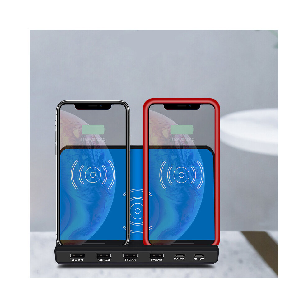 Bakeey 120W Usb Charger Desktop Charging Station Dual Pd3.0 Power Delivery Dual Qc3.0 Quick Charging 3 Wireless Charger Smart Charger For Iphone 11 S 6900072290641