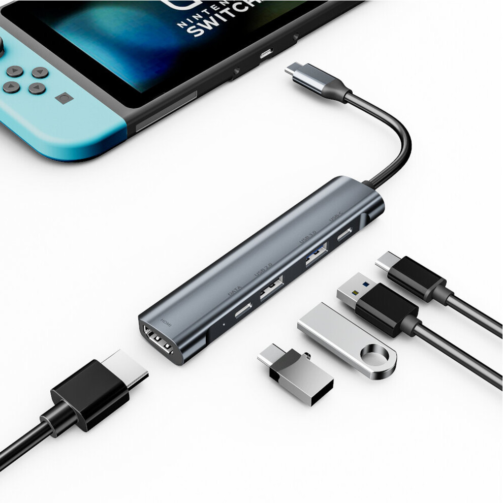Bakeey 5 In 1 Usb C Hub Docking Station Adapter With 4K Hdmi Hd Display 60W Usb C Pd3.0 Power Delivery Usb C Data Transfer Port 480Mbps Usb 3.0 Usb 2 Gray 6901250700549