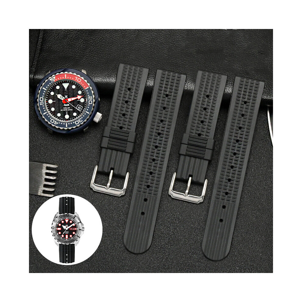 Bakeey 20 22Mm Rubber Waffle Watch Band For Seiko Omega Oris Black 6900058373382