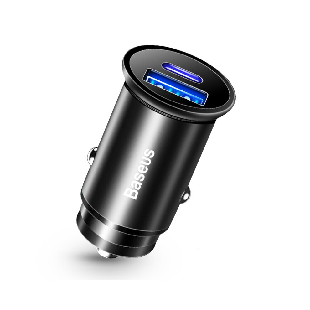 Baseus 30W 5A Warp Oppo Vooc Certified Usb C Car Charger 2 Port Pd3.0 Qc4.0 Fcp Scp Afc Fast Charger Adapter With Usb Port+ Type C Port For Smart Pho 6900068497344