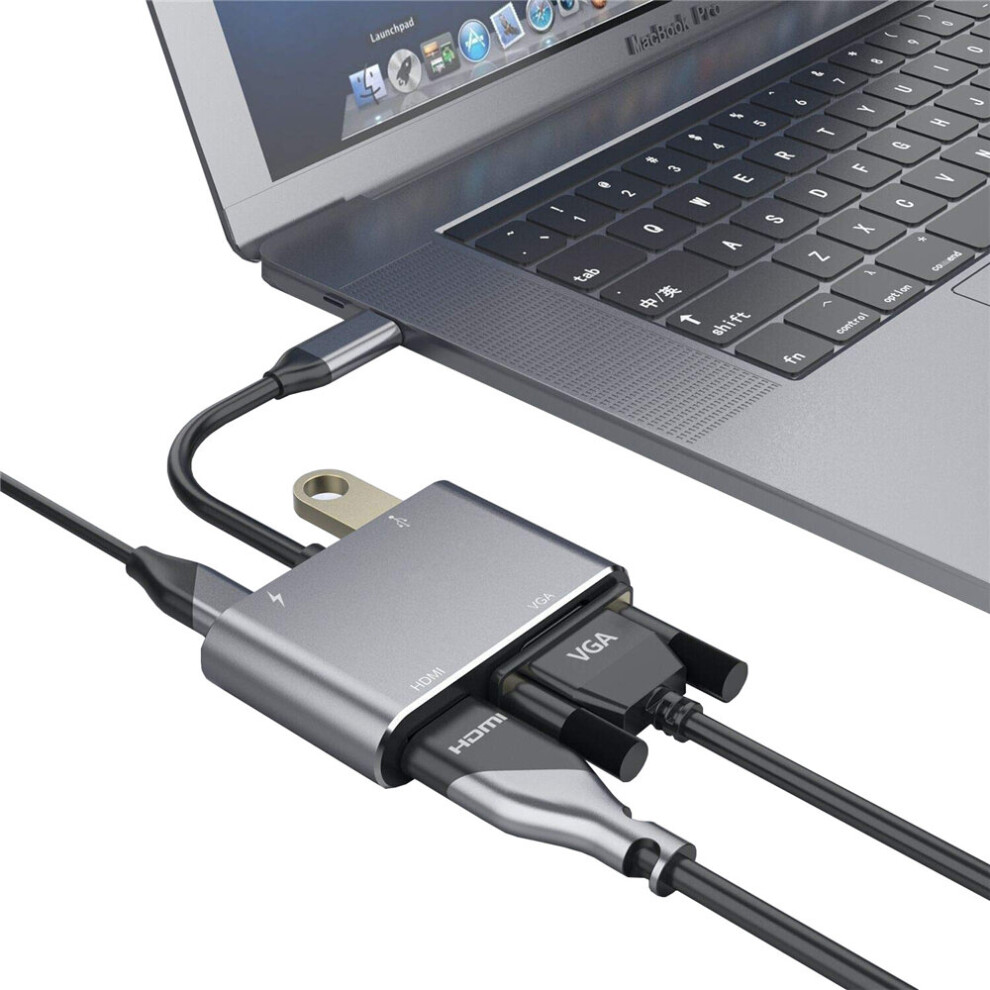 Bakeey 4 In 1 Usb C Hub Docking Station Adapter With 4K Hdmi Hd Display 1080P Vga Usb 3.0 60W Usb C Pd3.0 Power Delivery For Smart Phone Laptop For S 6901249813014