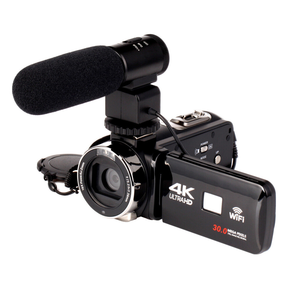 4K Wifi Ultra Hd 1080P 16X Zoom Digital Video Camera Dv Camcorder With Lens And Microphone 791308668947