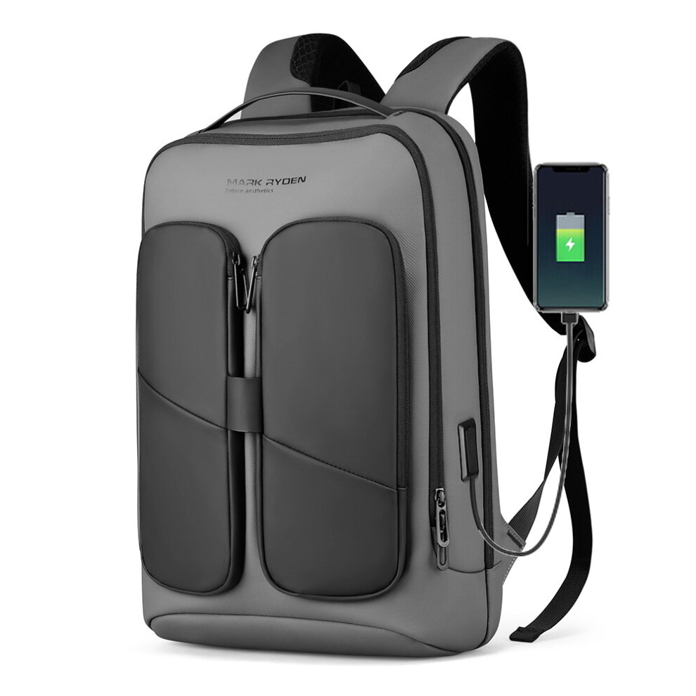 Mark Ryden Waterproof Large Capacity Business Laptop Backpack With Usb Charging Port For 15.6 Inch Laptop Black/Grey 730604858041