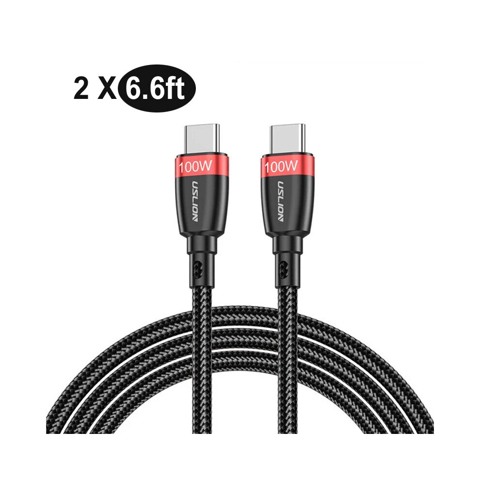 [2 Pack] Uslion 100W 5A Usb C To Usb C Cable 2M 6.6Ft Pd3.0 Power Delivery Cable Qc4.0 Quick Charge Data Sync Cord For Huawei P30 P40 Pro Mi10 Note 9 6900747643383
