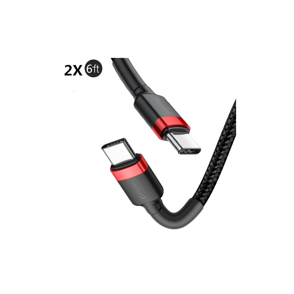 [2 Pack] Baseus 60W 3A Qc3.0 Pd2.0 Type C To Type C Fast Charging Data Cable For Samsung Galaxy Note S20 Ultra Huawei Mate40 Oneplus 8 Pro Huaw Black 6900747371293