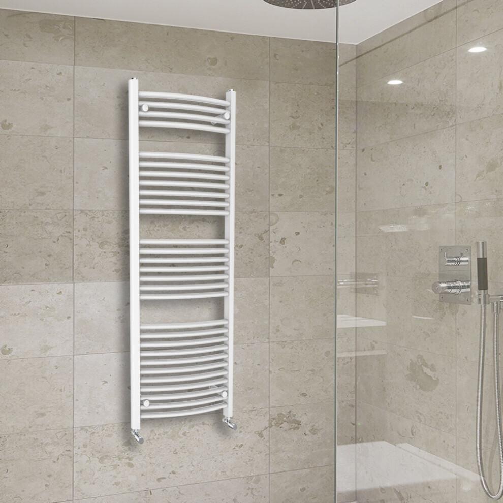 Warmehaus (1500X600mm) Curved Heated Towel Rail Central Heating For Bathroom Kitchen Radiator Ladder White