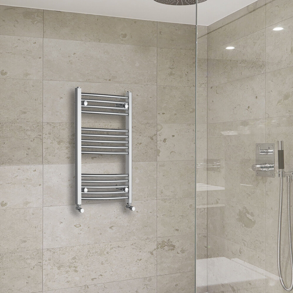 Warmehaus (800X500mm) Curved Heated Towel Rail Central Heating For Bathroom Kitchen Radiator Ladder Chrome