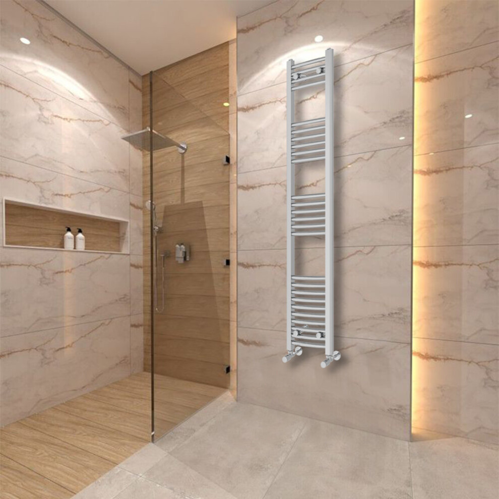 Warmehaus (1600X300mm) Curved Heated Towel Rail Central Heating For Bathroom Kitchen Radiator Ladder Chrome