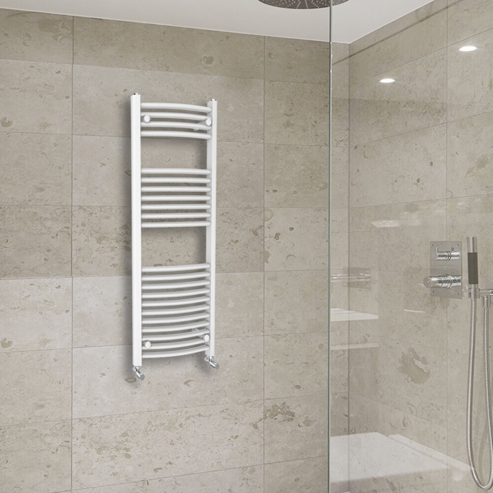 Warmehaus (1200X500mm) Curved Heated Towel Rail Central Heating For Bathroom Kitchen Radiator Ladder White