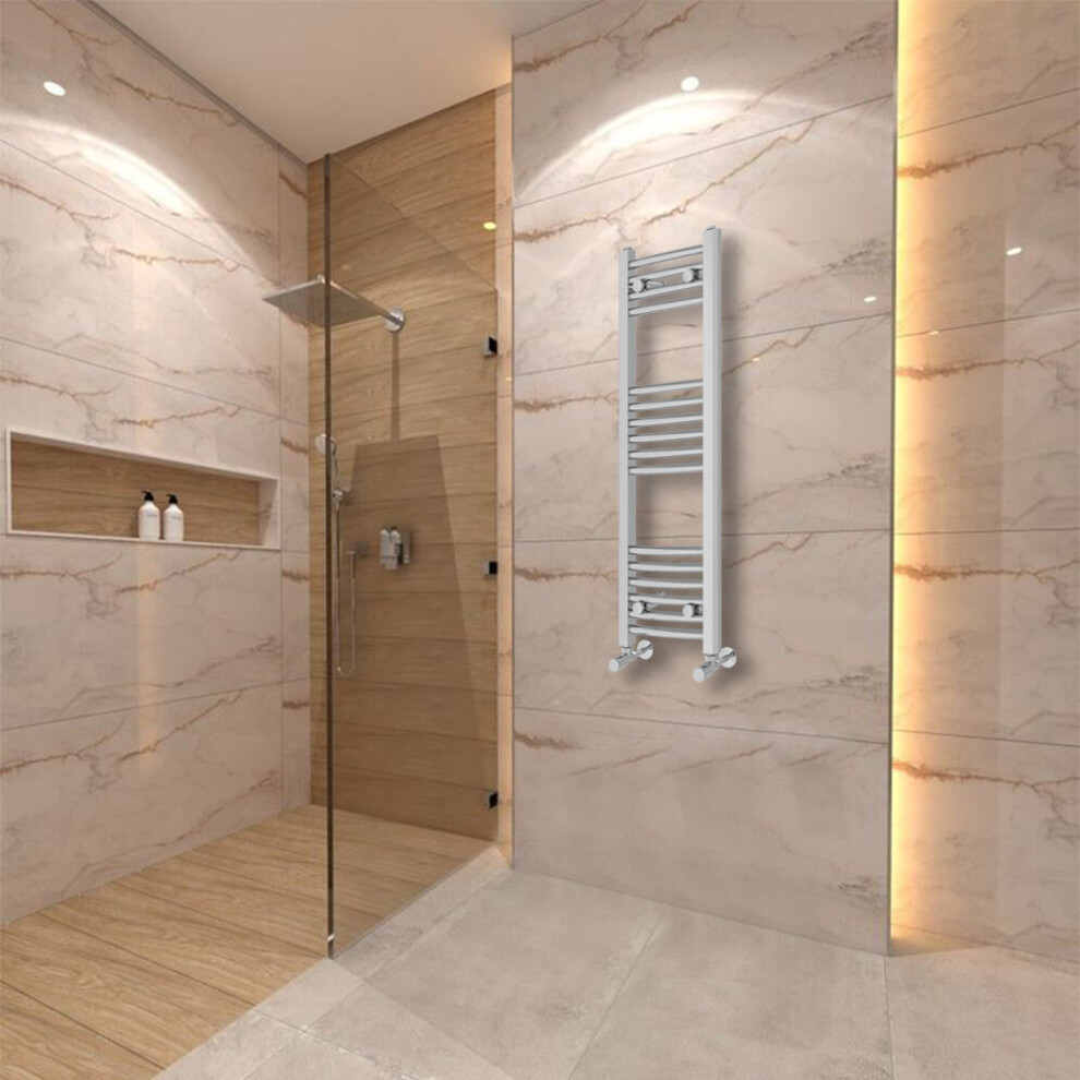 Warmehaus (1000X300mm) Curved Heated Towel Rail Central Heating For Bathroom Kitchen Radiator Ladder Chrome