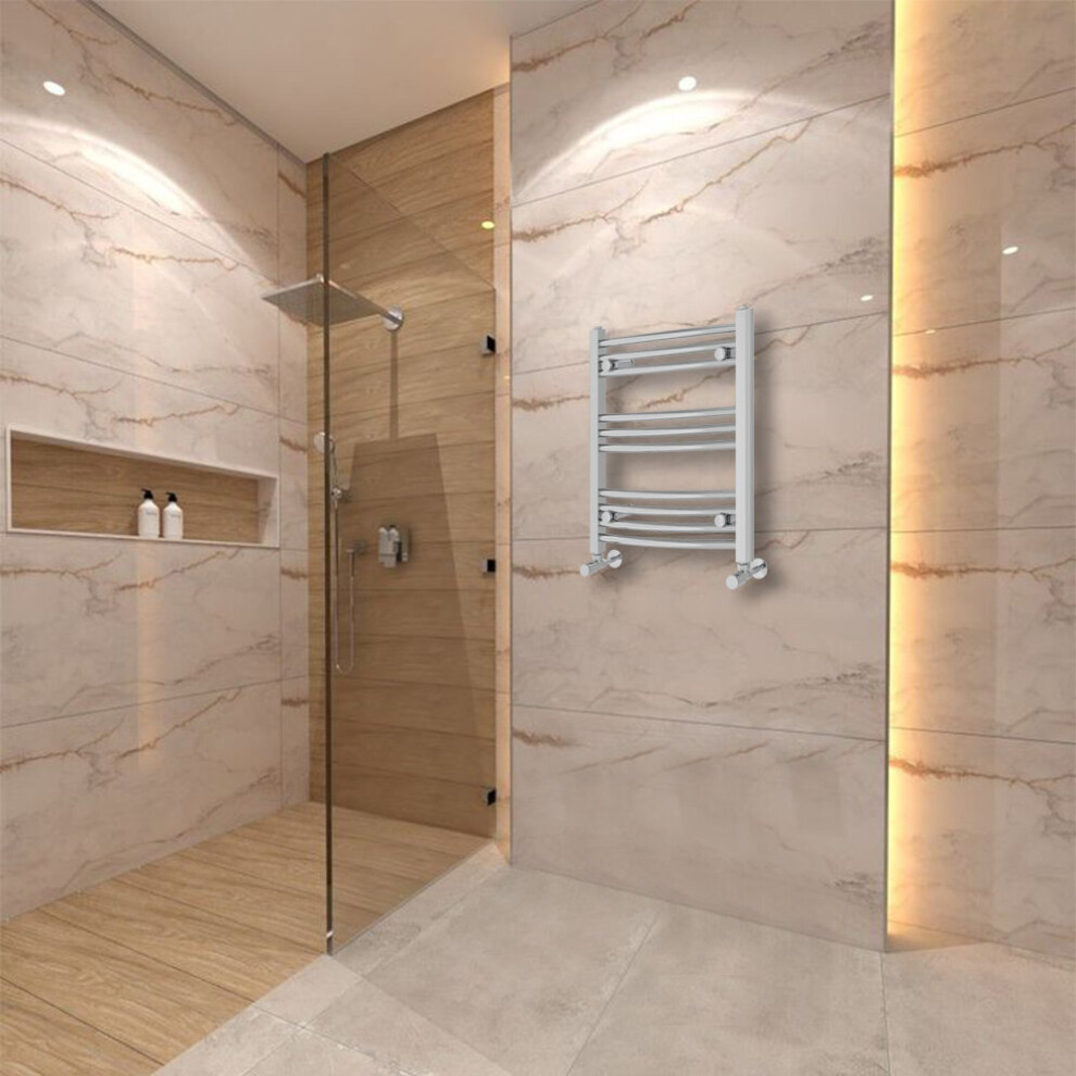 Warmehaus (600X500mm) Curved Heated Towel Rail Central Heating For Bathroom Kitchen Radiator Ladder Chrome