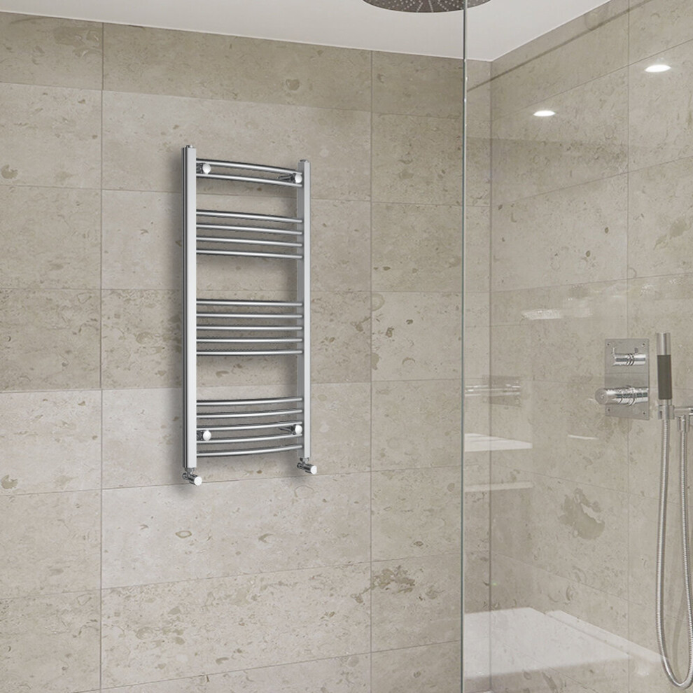 Warmehaus (1000X500mm) Curved Heated Towel Rail Central Heating For Bathroom Kitchen Radiator Ladder Chrome