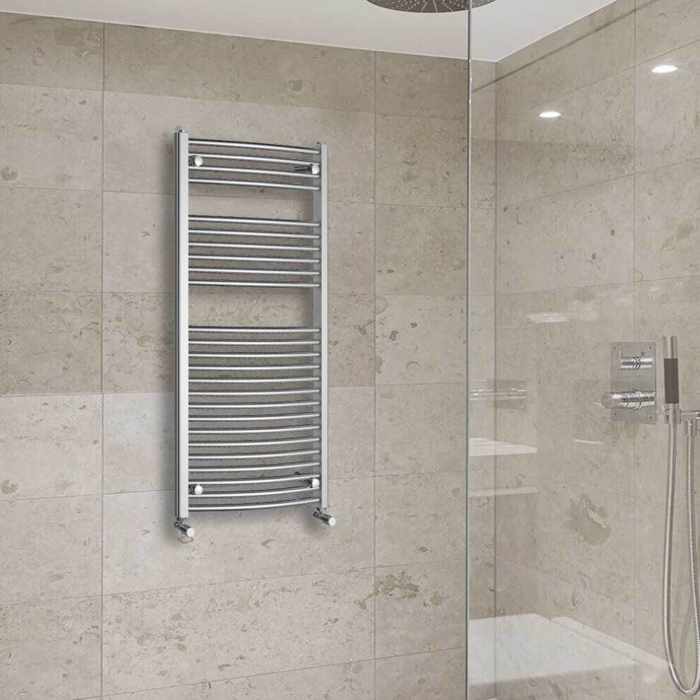 (1200x600mm) Warmehaus Curved Heated Towel Rail Central Heating for Bathroom Kitchen Radiator Ladder Chrome